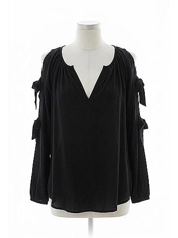 Chaser Silk Slit Blouson Sleeve Top in Black (view 1)