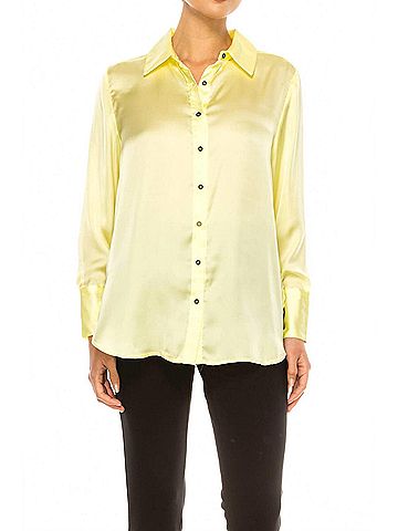 Hester & Orchard Long Sleeve Button-Down Shirt in Chartreuse (view 2)