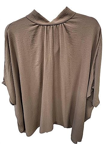 Pixi + Ivy Women's Tie Back Mock Neck Tunic Top in Brown (view 2)