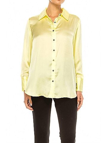 Hester & Orchard Long Sleeve Button-Down Shirt in Chartreuse (view 2)