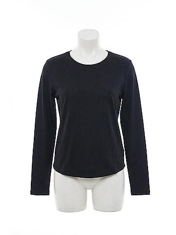 Majestic Filatures Cotton Cashmere Rolled Edge Crewneck Top in 002 Black (view 1)