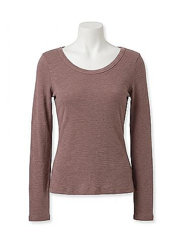 Project Social T Rib Scoop Neck Long Sleeve Tee in Deep Taupe (view 1)
