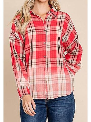 Vanilla Bay Adhara Button Down Shirt in Red (view 2)