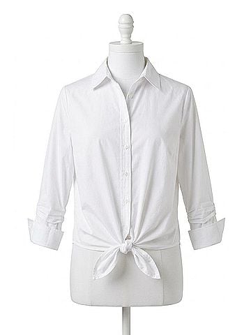 Finley Silky Poplin Sloan Shirt in White (view 1)