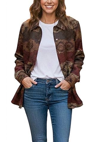 Tasha Polizzi Collection Rambler Long Sleeve Shirt in Brown Multi (view 2)