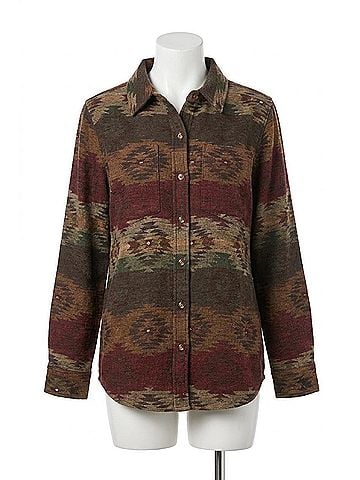 Tasha Polizzi Collection Rambler Long Sleeve Shirt in Brown Multi (view 1)