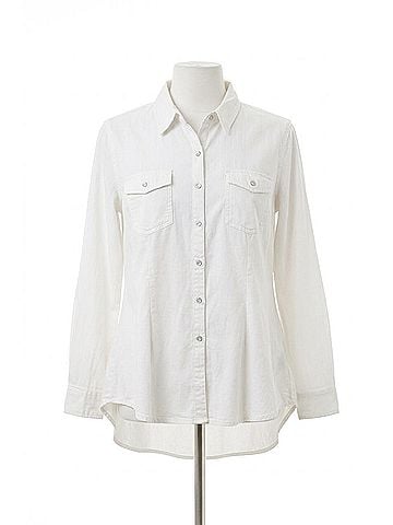 Nostalgia Western Peplum Embroidered Shirt in White (view 1)