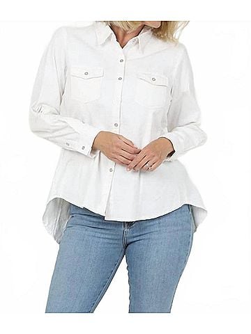 Nostalgia Western Peplum Embroidered Shirt in White (view 2)