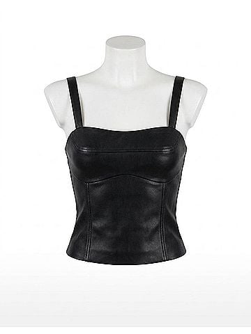 Karina Grimaldi Natalie Vegan Leather Bodysuits in Black (view 1)