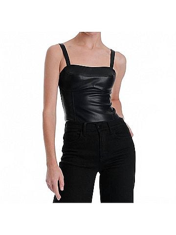 Karina Grimaldi Natalie Vegan Leather Bodysuits in Black (view 2)
