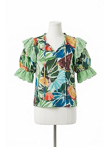 Oddi Tropical Printed Blouse in Green (view 1)