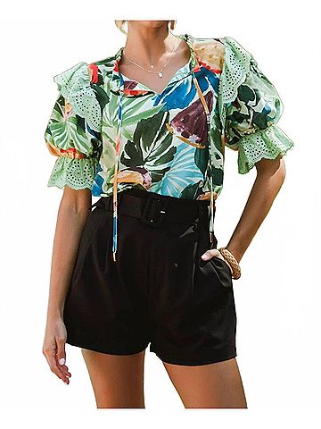Oddi Tropical Printed Blouse in Green (view 2)