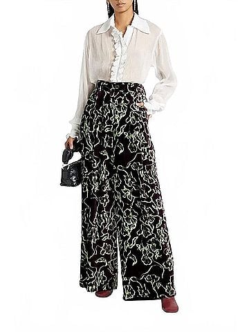 Anna Sui Ruffled Lyocell-Georgette Blouse in White (view 2)