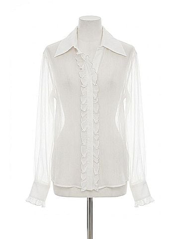 Anna Sui Ruffled Lyocell-Georgette Blouse in White (view 1)