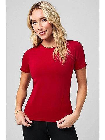 Fabletics Feather Tech Short Sleeve Tee in Holly Berry (view 2)