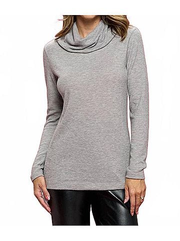 Renee Turtleneck Tunic Top in Grey (view 2)