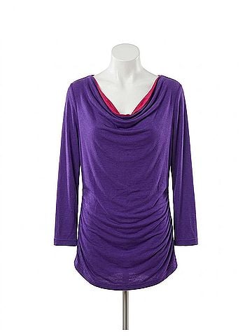 AVALIN Women Knit Scrunch Cowl-Neck Blouse in Purple/Pink (view 1)