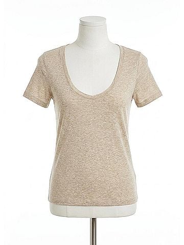 NSF Tally Short Sleeve Fitted U Neck T-Shirt in Ivory (view 1)