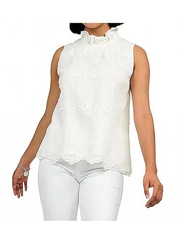 Ivy Jane 3d Scallop Border Top in White (view 2)