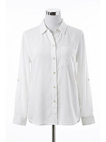 Hester & Orchard Long Sleeve Button-Down Shirt in Optic White (view 1)