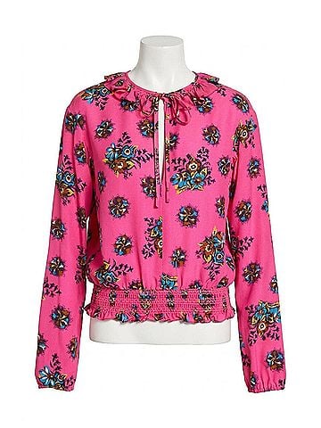 RED Valentino Women's Ruffle-Trimmed Floral-Print Blouse in Multi (view 1)