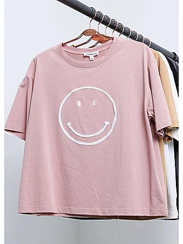 Newbury Kustom Women's Smiley Face Tee in Pink (view 2)