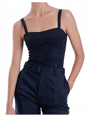 Karina Grimaldi Veronica Suede Bodysuit in Midnight (view 2)