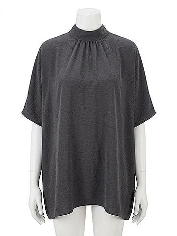 Pixi + Ivy Women's Tie Back Mock Neck Tunic Top in Black (view 1)