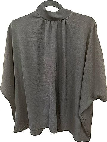 Pixi + Ivy Women's Tie Back Mock Neck Tunic Top in Black (view 2)