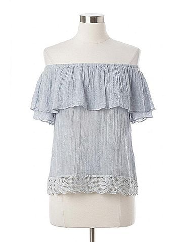 Jen's Pirate Booty Tapajos Off The Shoulder Top in Haze Grey (view 1)