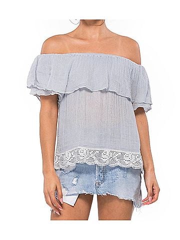 Jen's Pirate Booty Tapajos Off The Shoulder Top in Haze Grey (view 2)