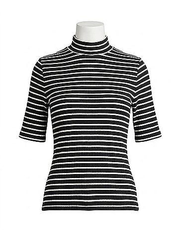 Rag & Bone Knit Stripe Rib Tee Top in Black Multi (view 1)