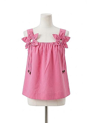 Oddi Primrose Poplin Top in Pink (view 1)