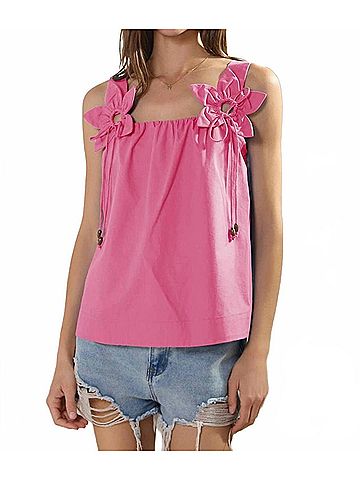 Oddi Primrose Poplin Top in Pink (view 2)
