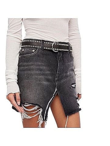 Free People Relaxed &amp; distressed Denim Skirt Denim Skirt (view 1)