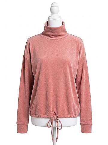 Cherish Brushed Drawstring Waist Top in Mauve (view 1)