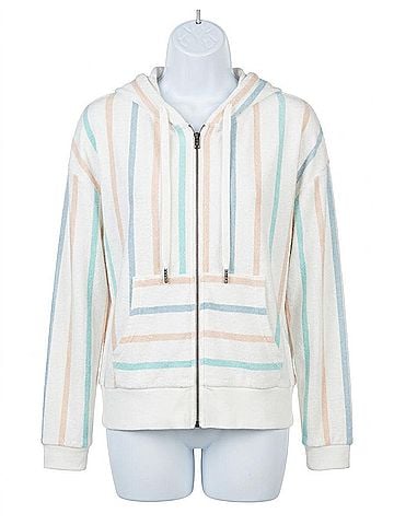 Ocean Drive Clothing Co. Women's Terry Zip Sweatshirt in White (view 1)