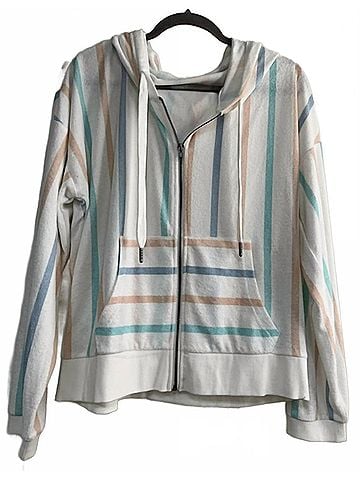Ocean Drive Clothing Co. Women's Terry Zip Sweatshirt in White (view 2)