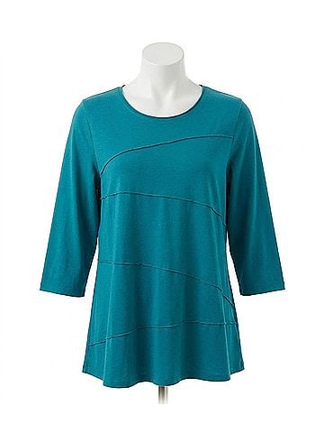 Focus Women's Tucked Cotton Top in Teal (view 1)