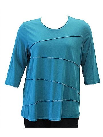 Focus Women's Tucked Cotton Top in Teal (view 2)