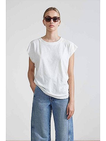Apiece Apart Fuerza Crewneck Tee in Cream (view 2)