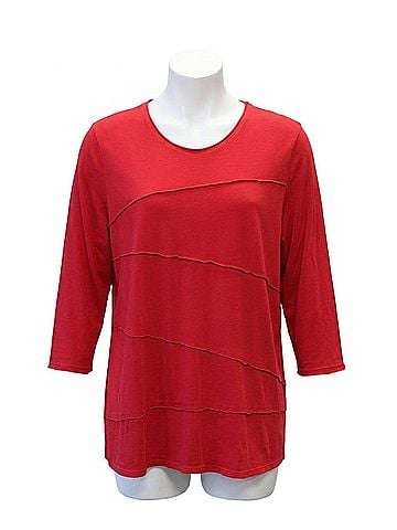 Focus Women's Tucked Cotton Top in Red (view 1)