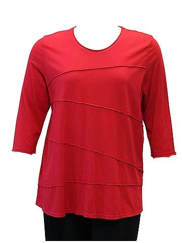 Focus Women's Tucked Cotton Top in Red (view 2)