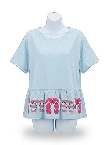 Fantastic Fawn Flip Flop Sequin Peplum Tee in Light Blue (view 1)
