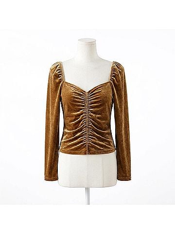 BB Dakota Ruched Front Velvet Top in Bronze (view 1)