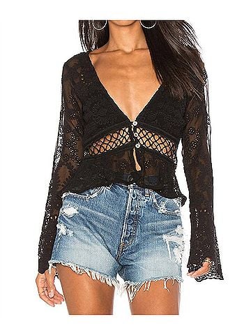 Jen's Pirate Booty Sierra Madre Mesh Top in Black Eyelet (view 2)