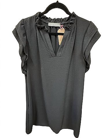 Pixi + Ivy Women's Ruffle Short Sleeve Dress in Black (view 2)