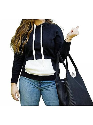 Pure Amici Block Pullover Hoodie in Black (view 2)