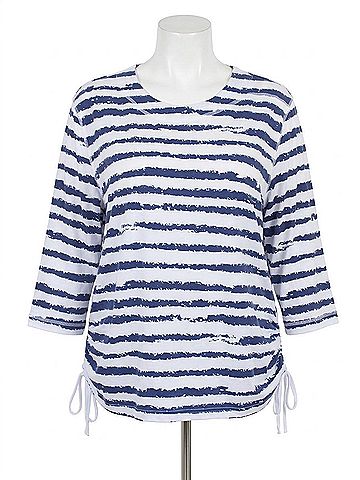 Links Women's Striped Drawstring Top in Blue (view 1)
