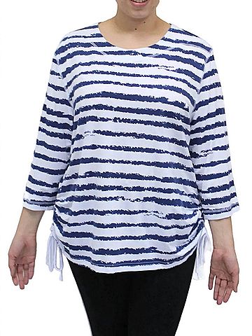 Links Women's Striped Drawstring Top in Blue (view 2)